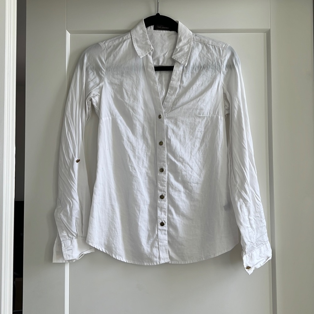 The Limited White Collared Shirt Gold Buttons